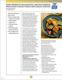 whey products in cold pack and pasteurized cheese spreads